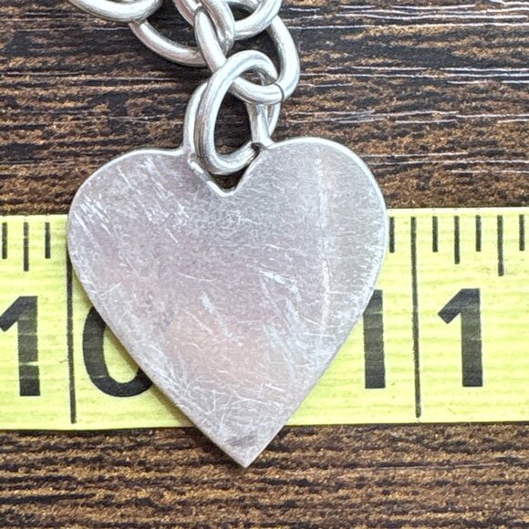 VTG Sterling Silver 925 Heart Tag Round Link Chain Necklace Size 17.5" Length - Picture 11 of 12